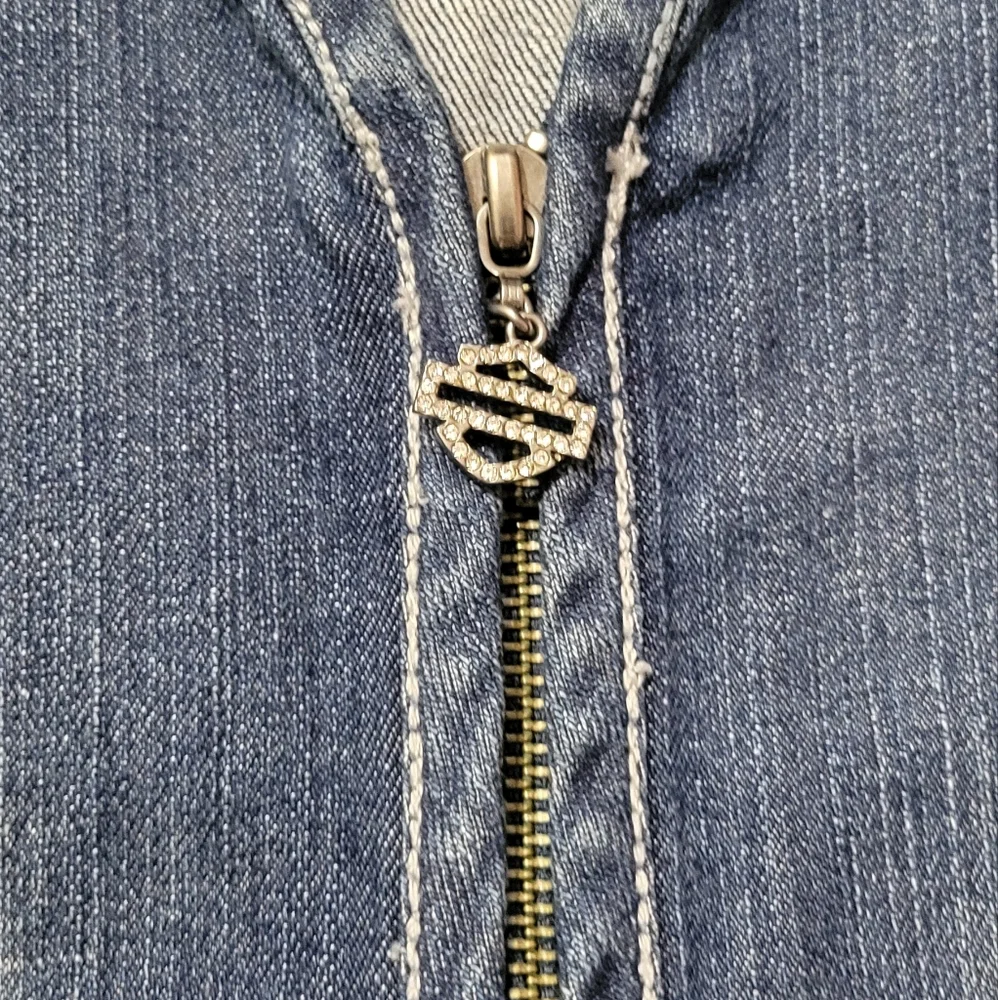 Harley-Davidson Denim Blue Lace-Up Vest - Picture 3 of 9